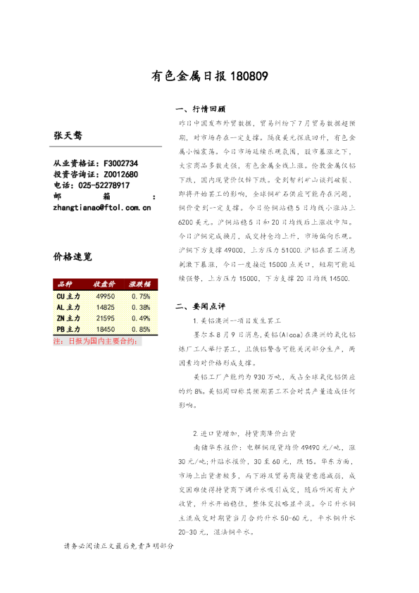 有色金属日报
