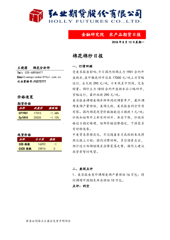 棉花棉纱日报