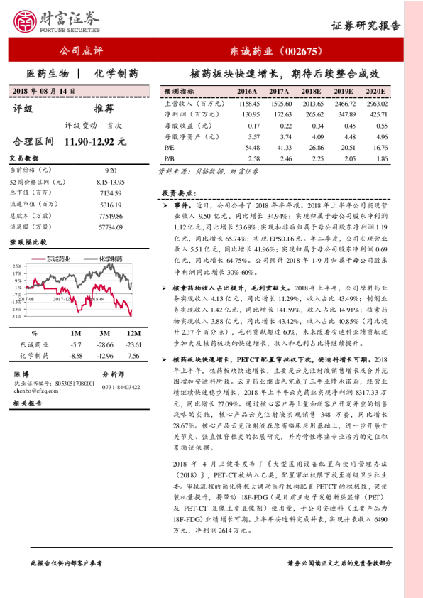 核药板块快速增长，期待后续整合成效