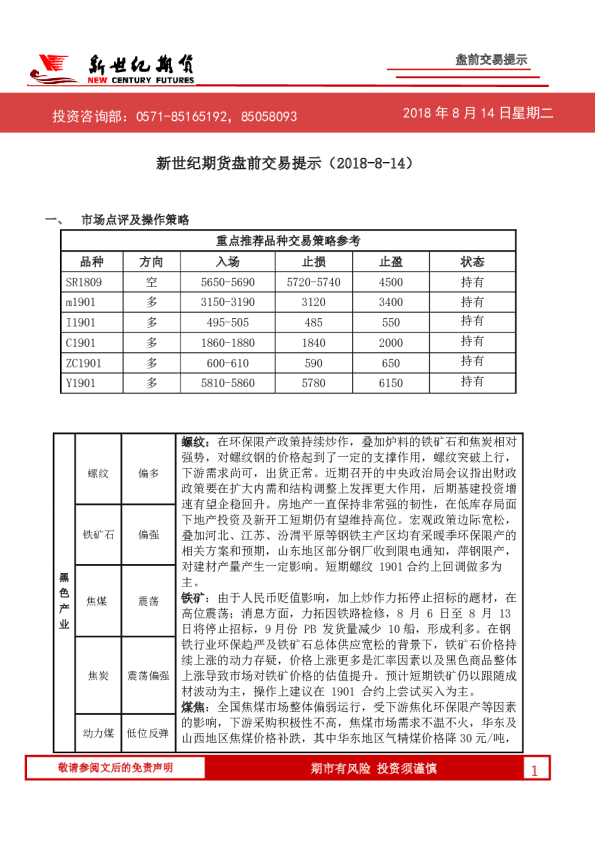 盘前交易提示