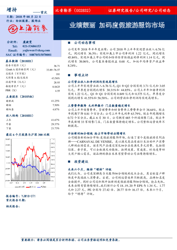 业绩靓丽 加码度假旅游服饰市场