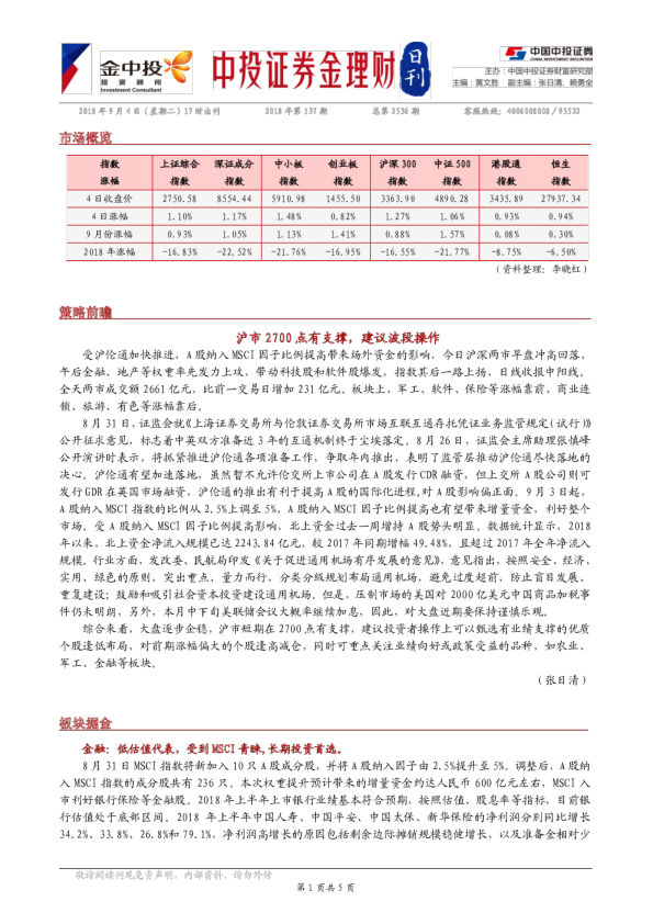 中投证券金理财日刊