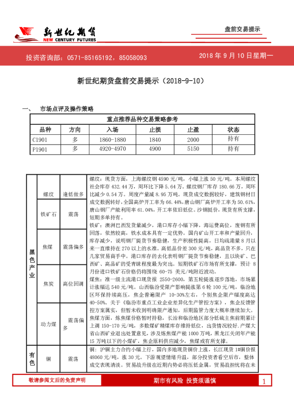 盘前交易提示