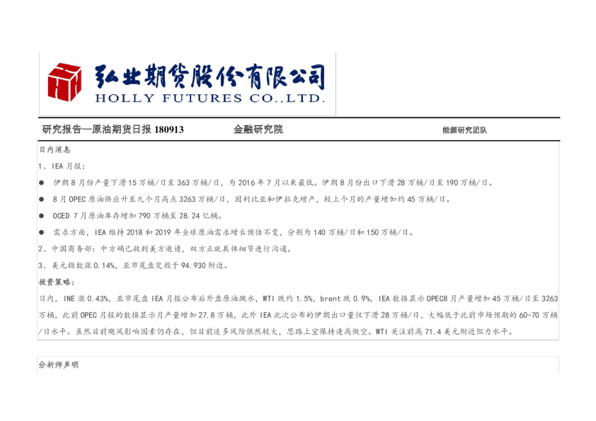 原油期货日报