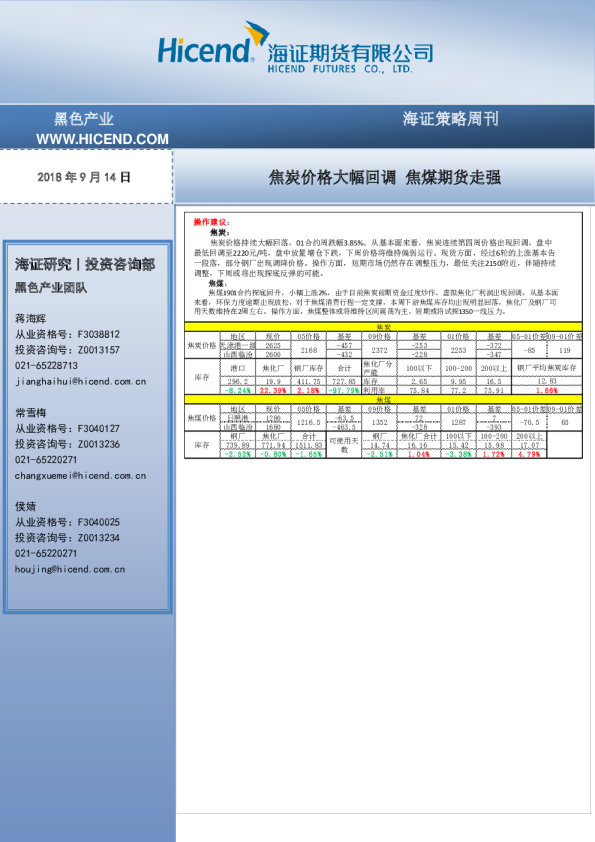焦炭价格大幅回调 焦煤期货走强