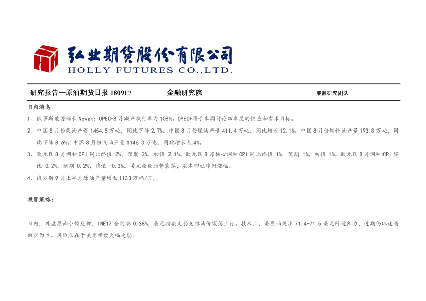 原油期货日报