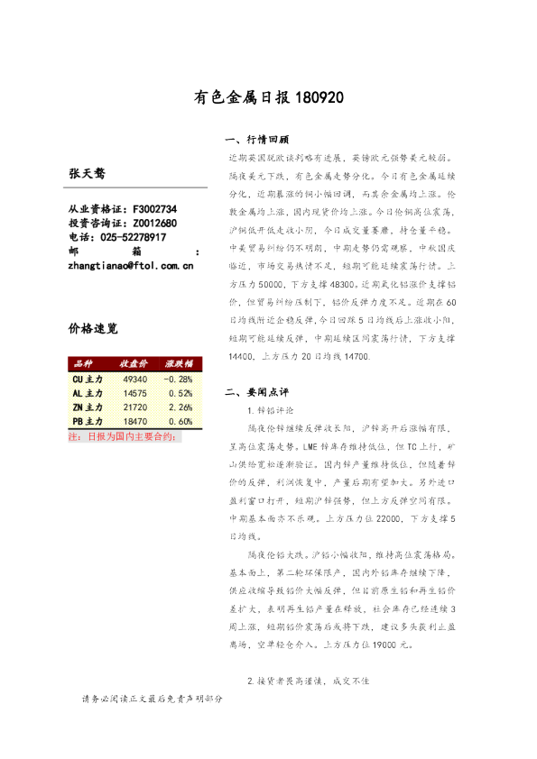 有色金属日报