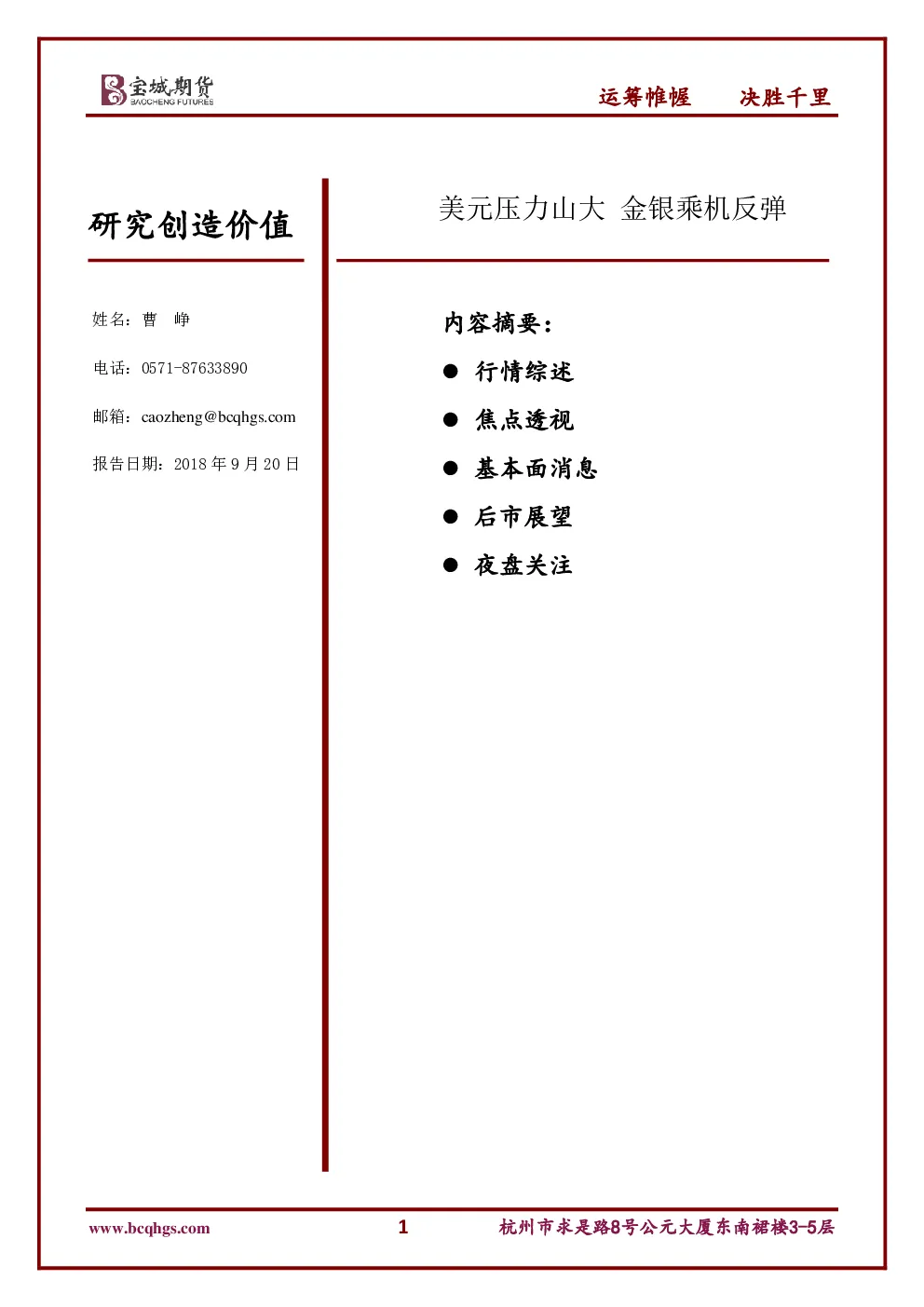 报告封面