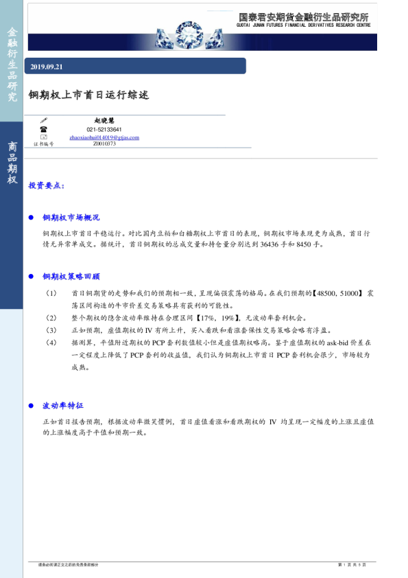 铜期权上市首日运行综述