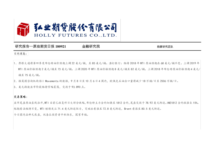 原油期货日报