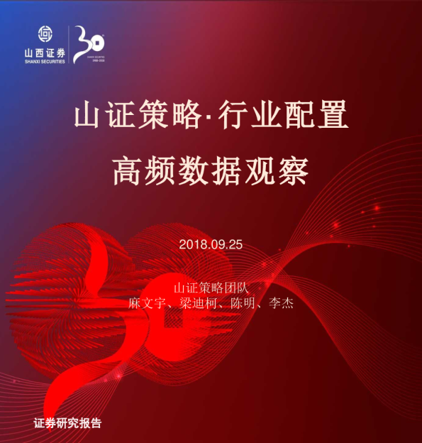 山西策略·行业配置：高频数据观察