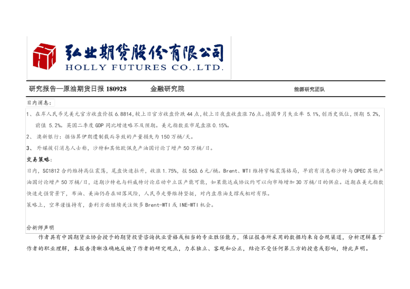 原油期货日报