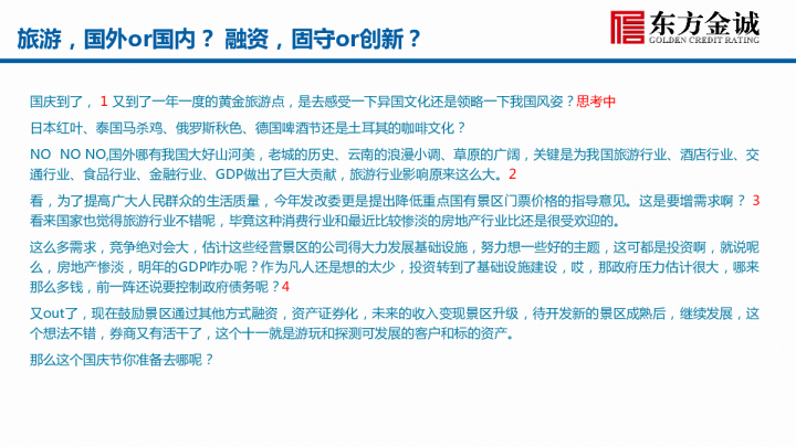 旅游，国外or国内？融资，固守or创新？
