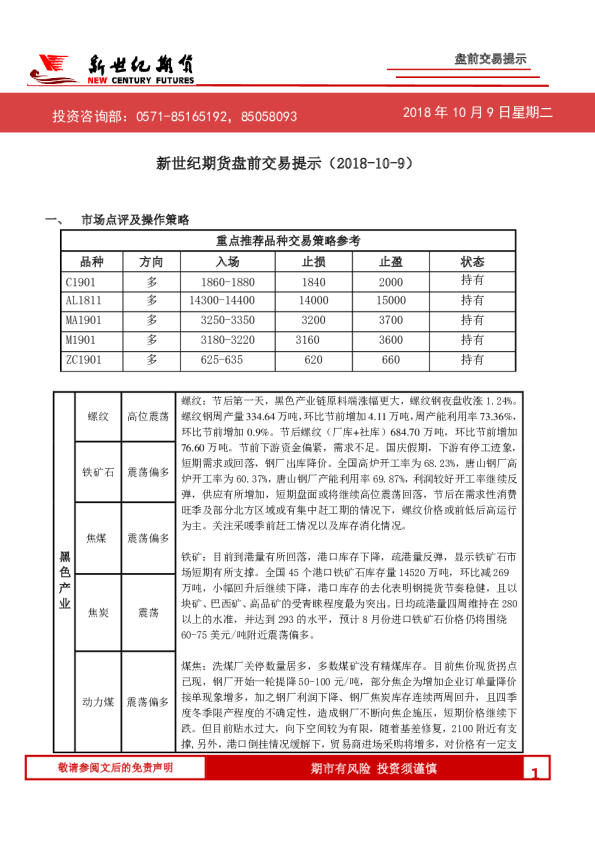 盘前交易提示