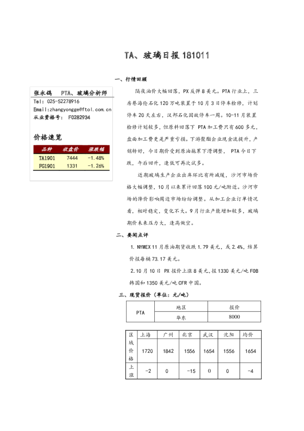 PTA、玻璃日报