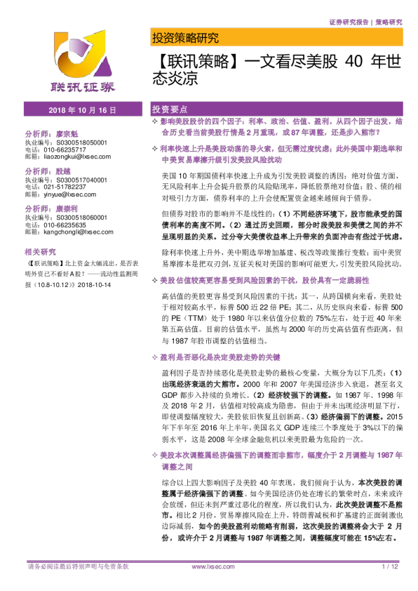 【联讯策略】一文看尽美股40年世态炎凉