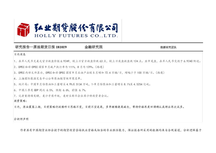 原油期货日报