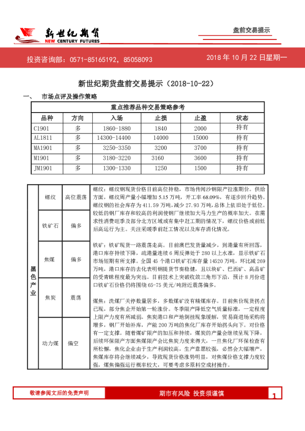 盘前交易提示