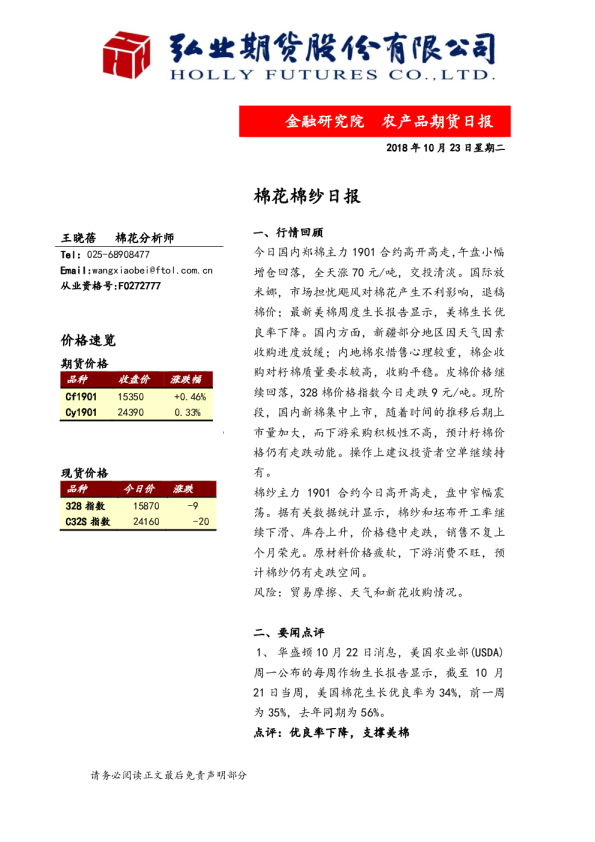 棉花棉纱日报