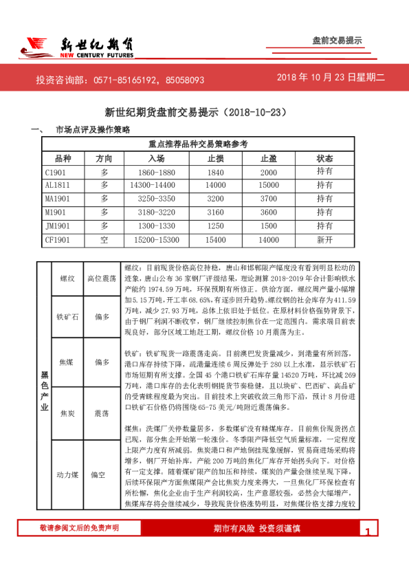 盘前交易提示