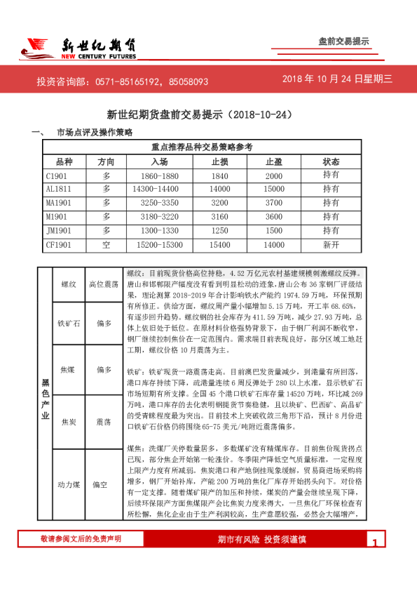 盘前交易提示