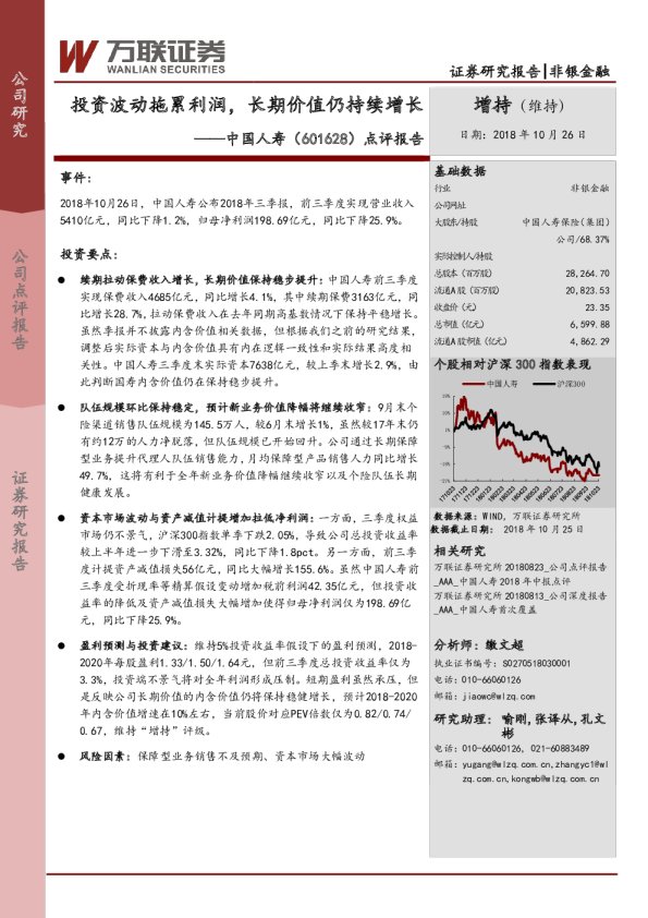 投资波动拖累利润，长期价值仍持续增长