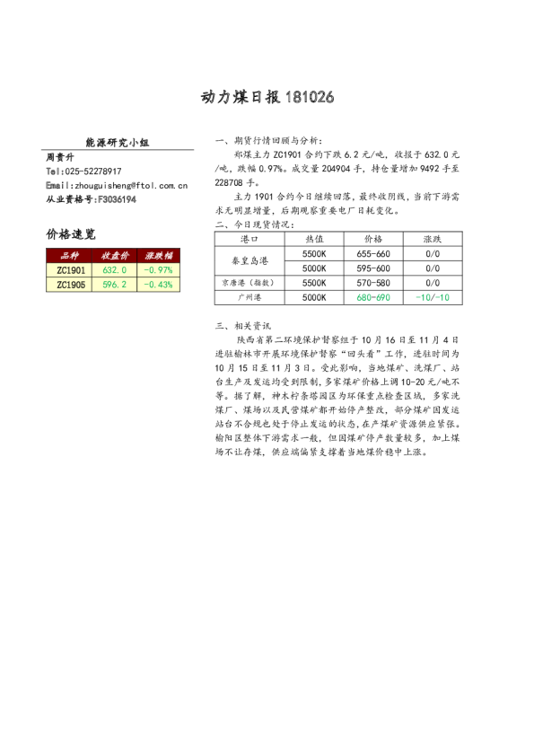 动力煤日报