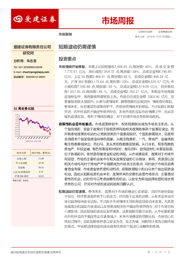 市场周报：短期波动仍需谨慎