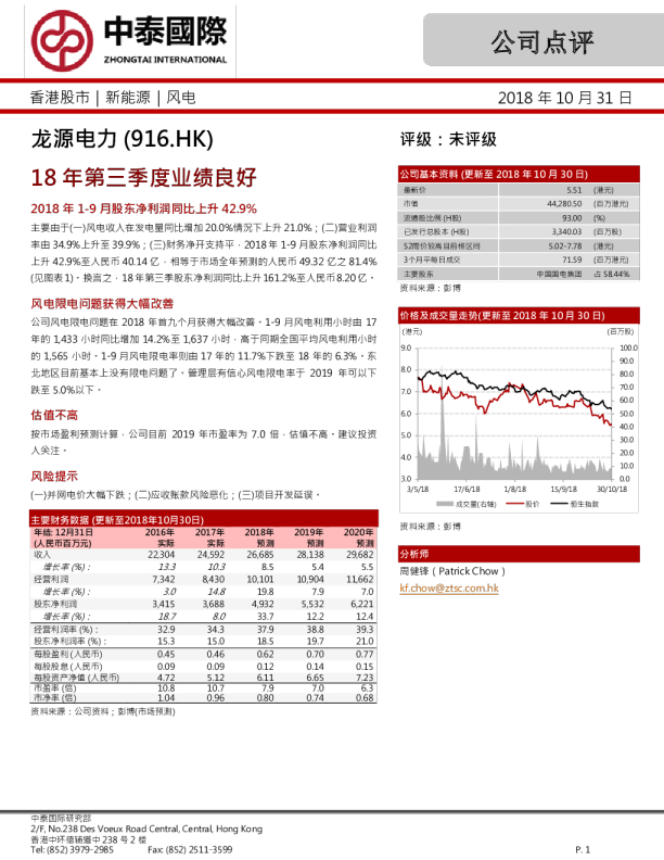 18年第三季度业绩良好