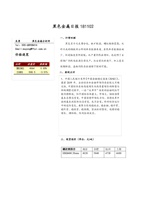 黑色金属日报