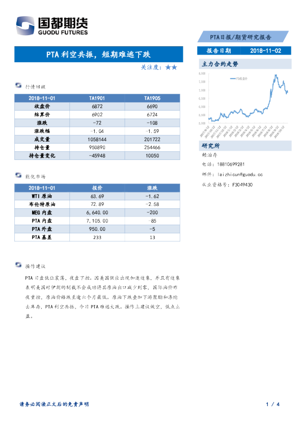 PTA日报：PTA利空共振，短期难逃下跌