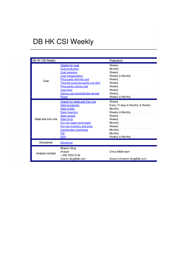 DB HK CSI Weekly