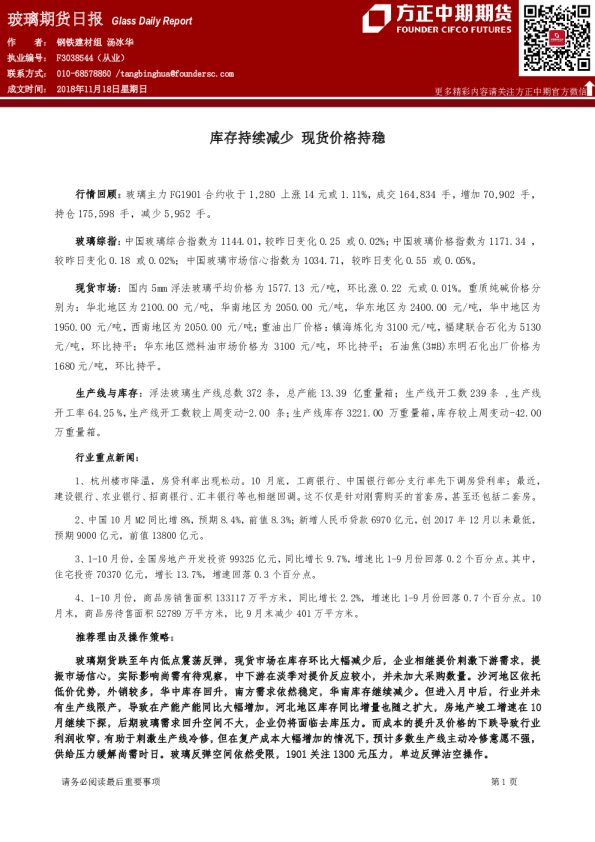 玻璃日报-181119