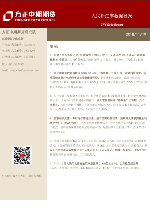 人民币汇率数据日报