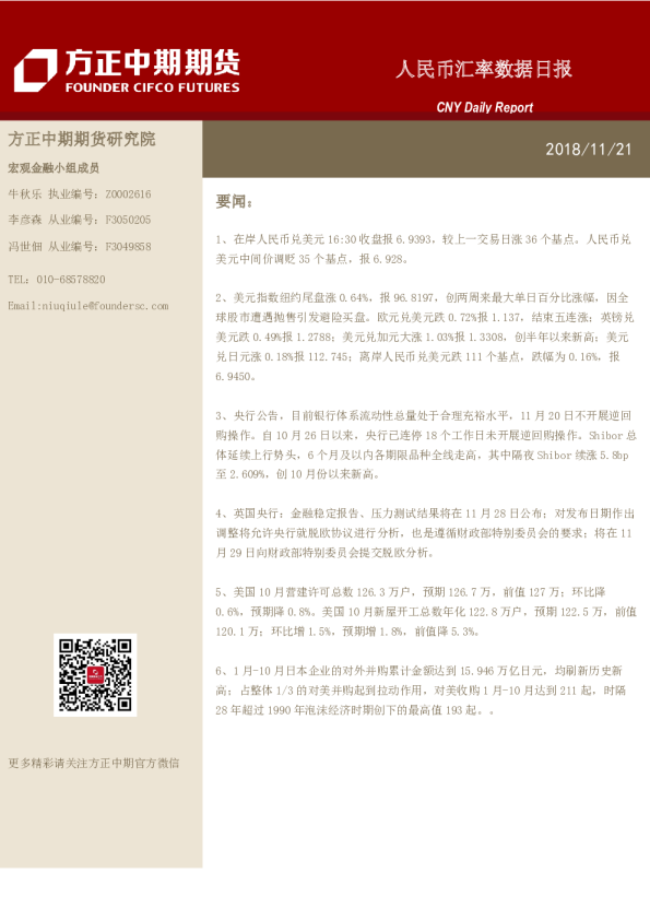 人民币汇率数据日报