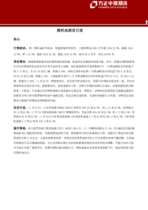 燃料油期货日报