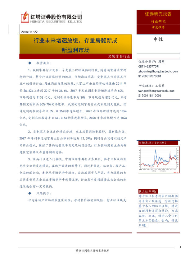 定制家具行业：行业未来增速放缓，存量房翻新成新盈利市场