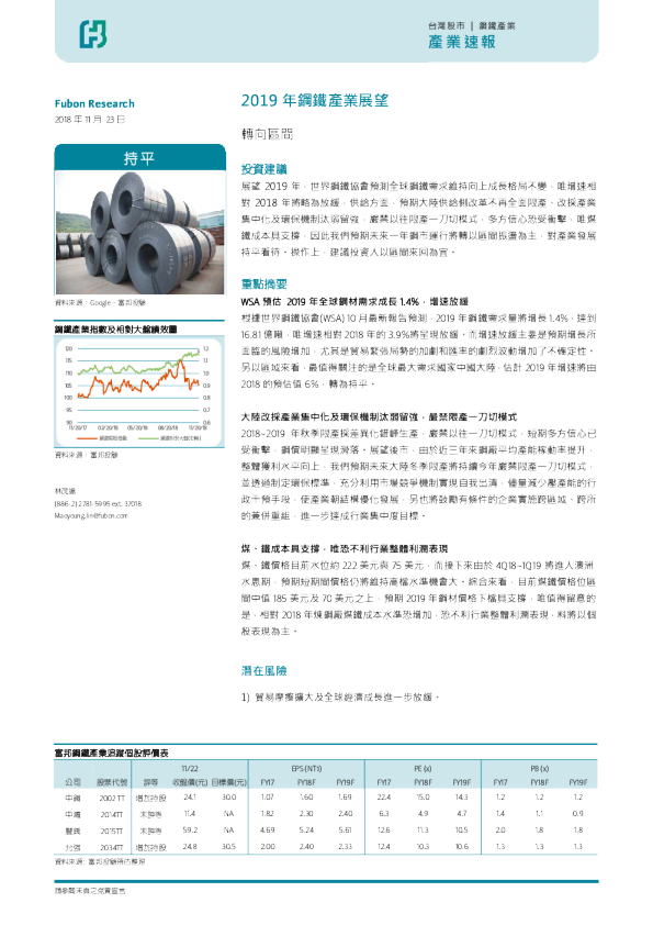 钢铁行业2019年钢铁产业展望：转向区间