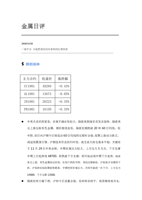 金属日评