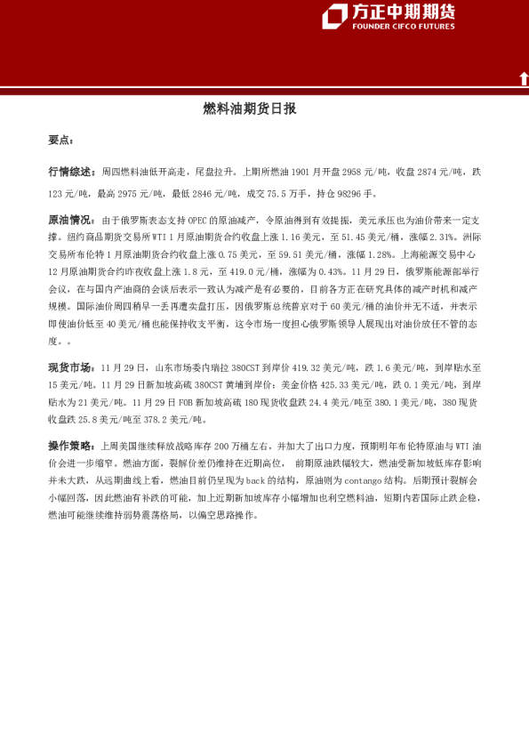 燃料油期货日报