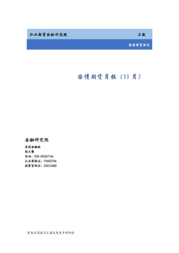 国债期货月报（11月）