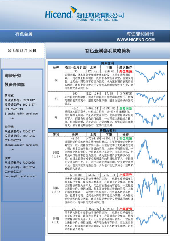 套利周刊：有色金属套利策略简析