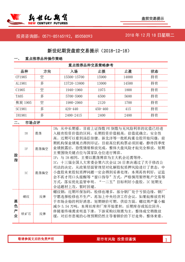 盘前交易提示
