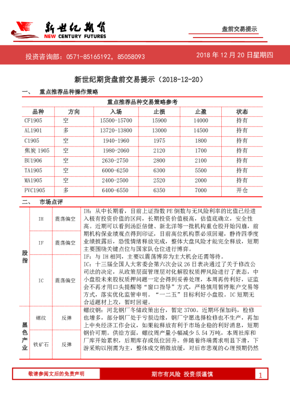 盘前交易提示