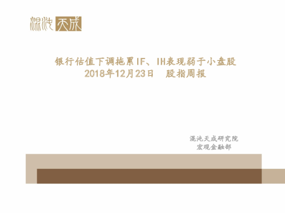 股指周报：银行估值下调拖累IF、IH表现弱于小盘股