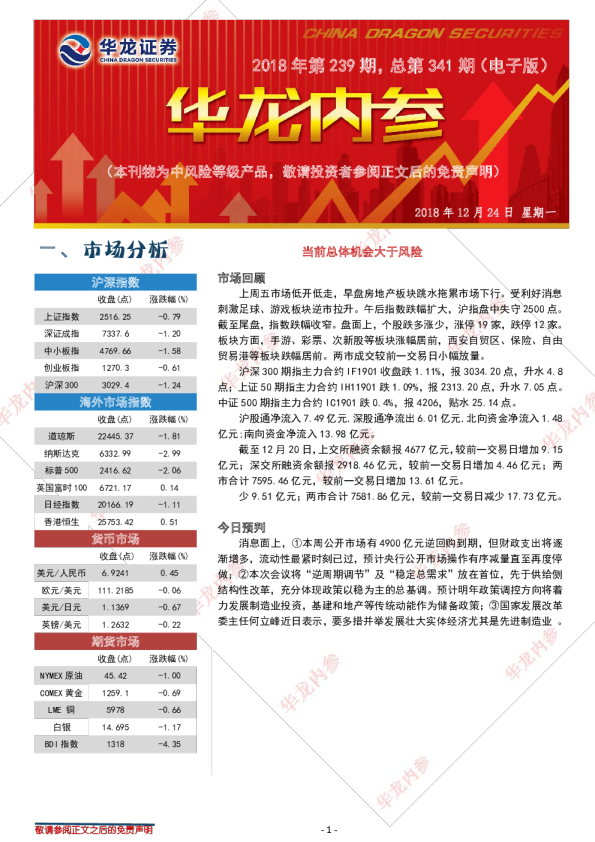 当前总体机会大于风险