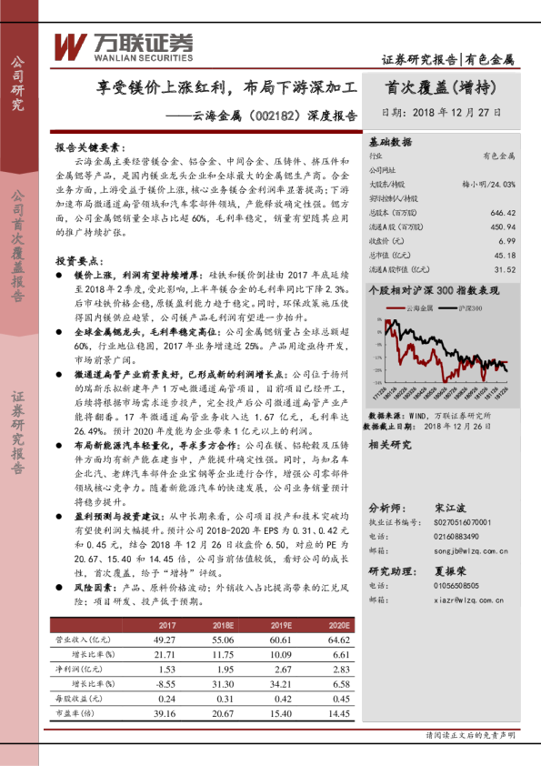 深度报告：享受镁价上涨红利，布局下游深加工