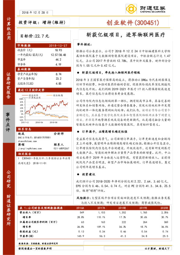 斩获亿级项目，进军物联网医疗