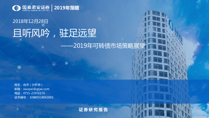 2019年可转债市场策略展望：且听风吟，驻足远望