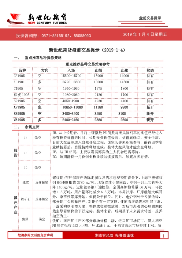 盘前交易提示